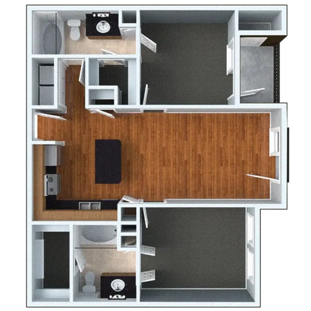 B1 - 2 Bed / 2 Bath - 898 sq. ft - Starting at $849