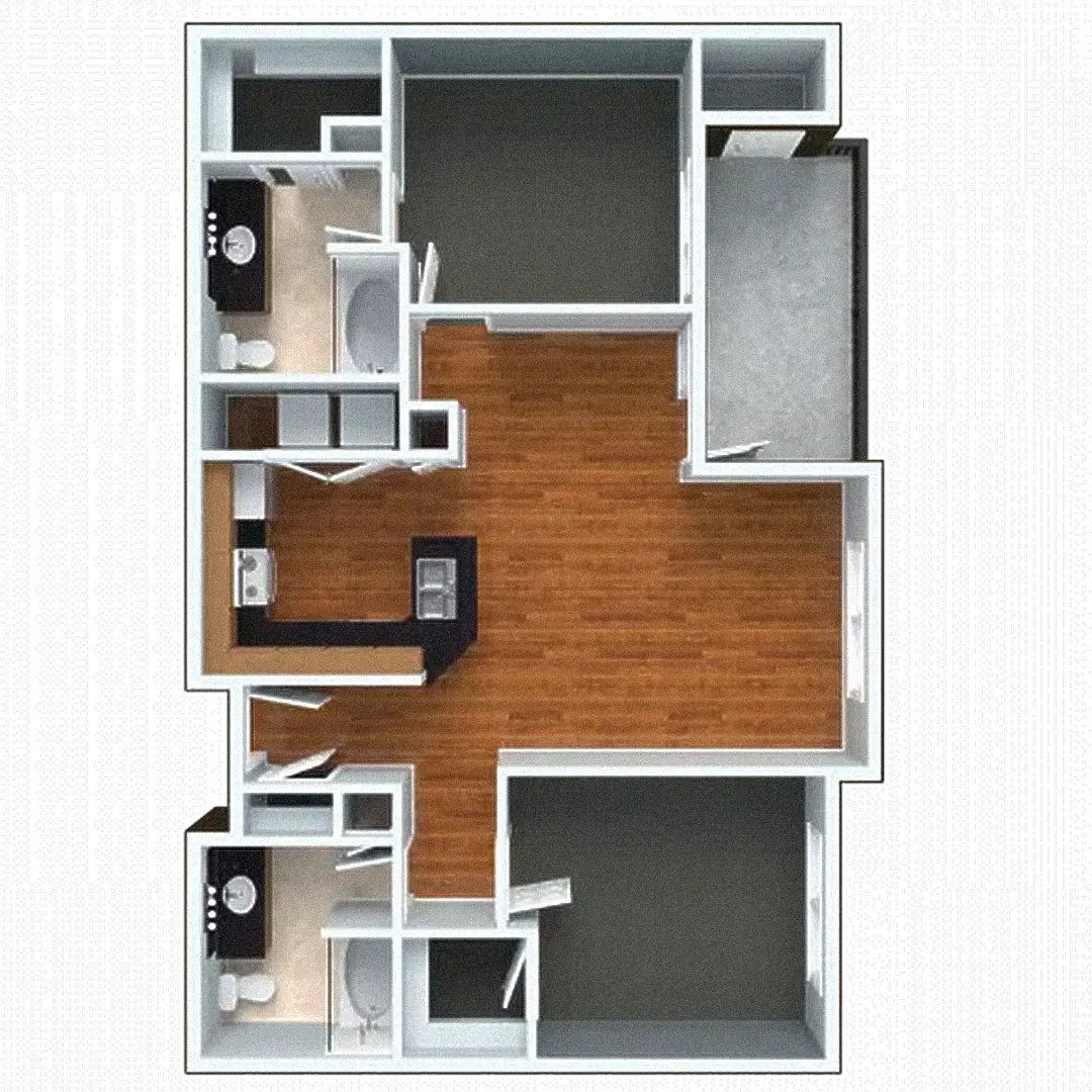 B3 - 2 Bed / 2 Bath - 1,142 sq. ft - Starting at $900